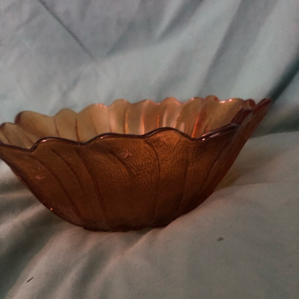 Vintage Marigold Carnival Glass Lily Pons Sunflower Bowl